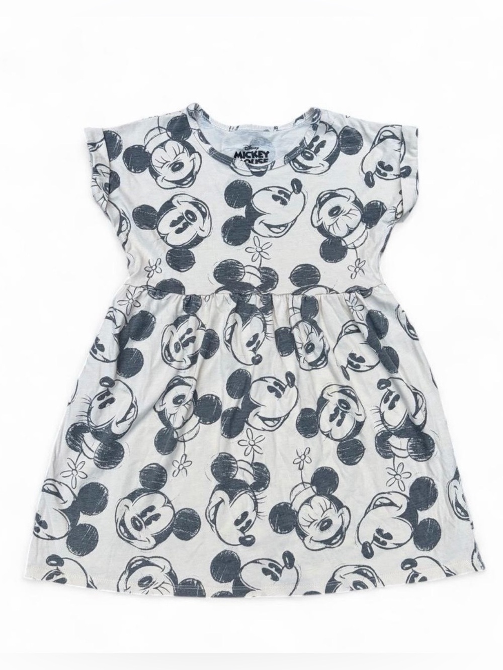 Girls (7/8) Disney Mickey Mouse cream dress with black Mickey Mouse faces